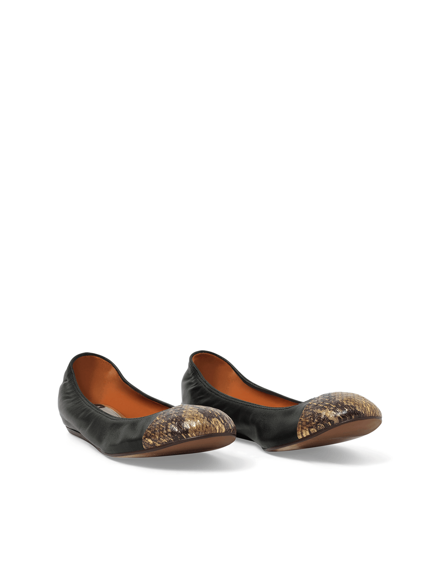 Captoe Ballerina in Black Front View | LANVIN