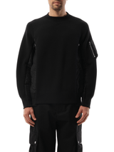 Sacai Sponge Sweat Nylon Twill Sweatshirt in Black