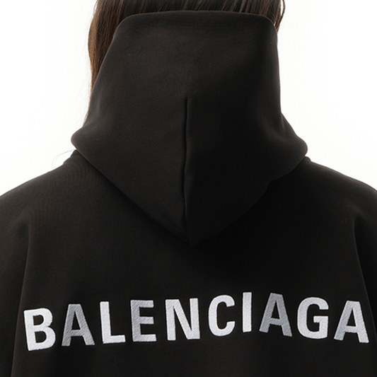 Logo Embroidered Hoodie in Black/White