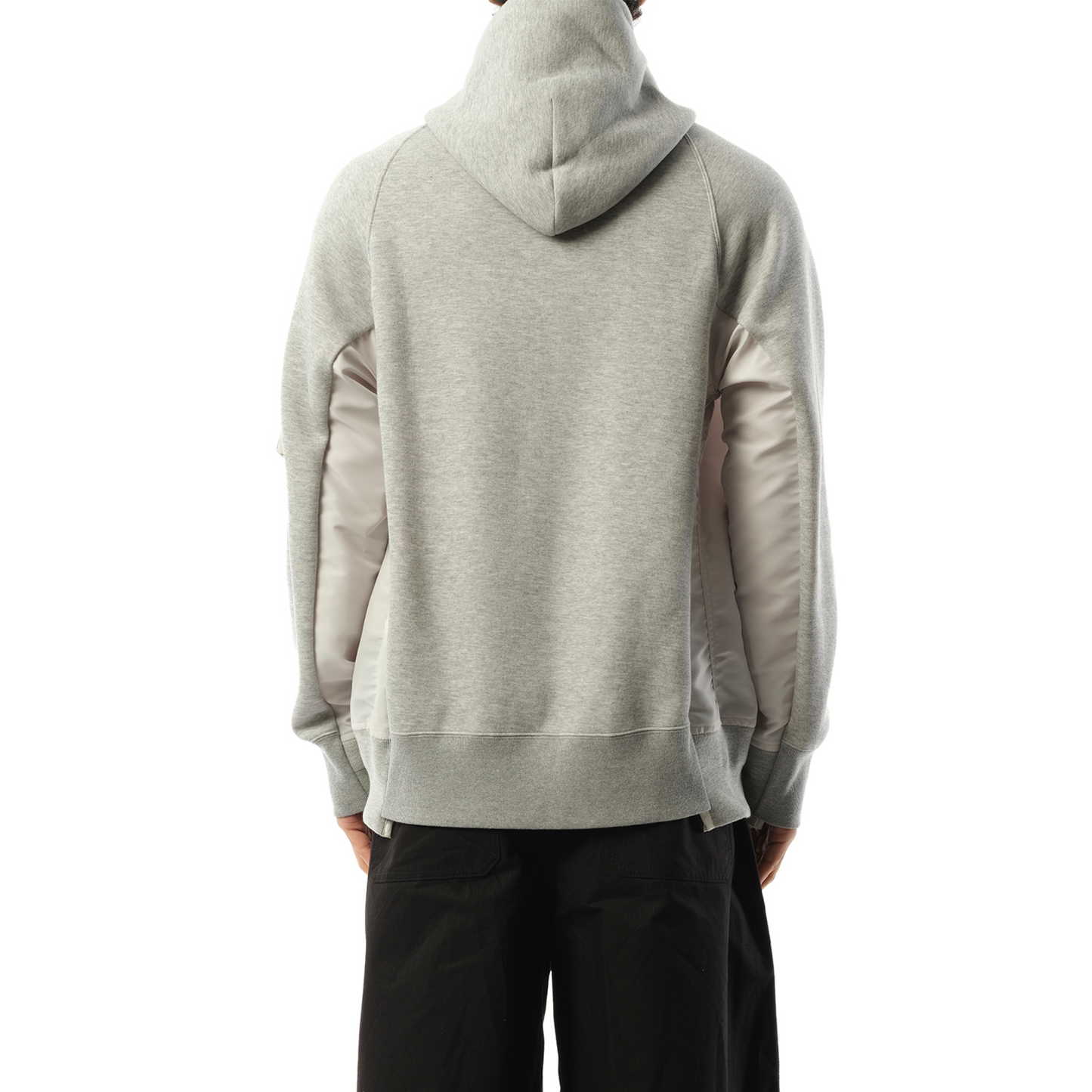 Sponge Sweat Nylon Twill Hoodie in Light Gray