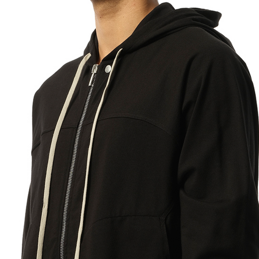 Knit Windbreaker Hoodie in Black