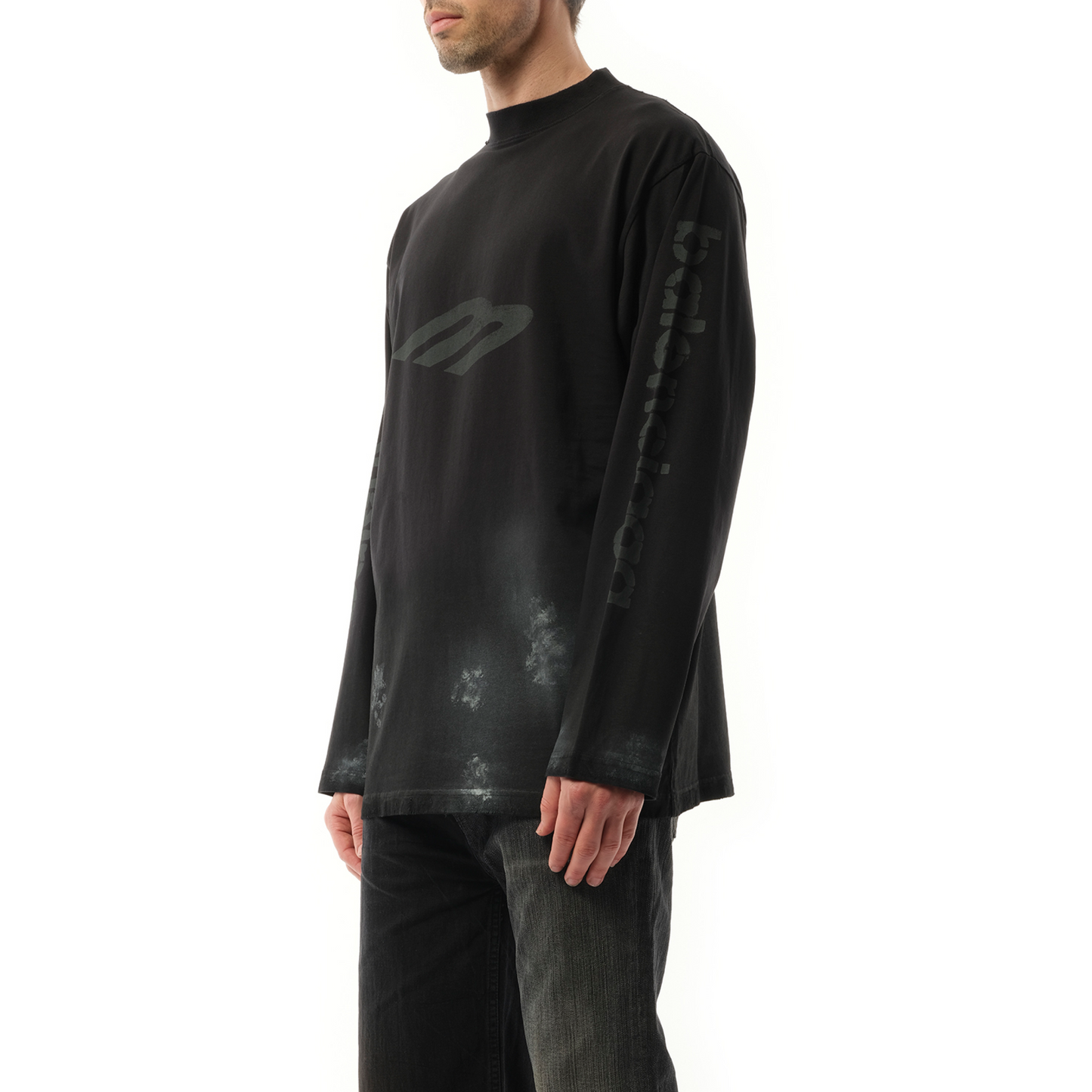 3B Stencil Oversized Long Sleeve T-Shirt in Black