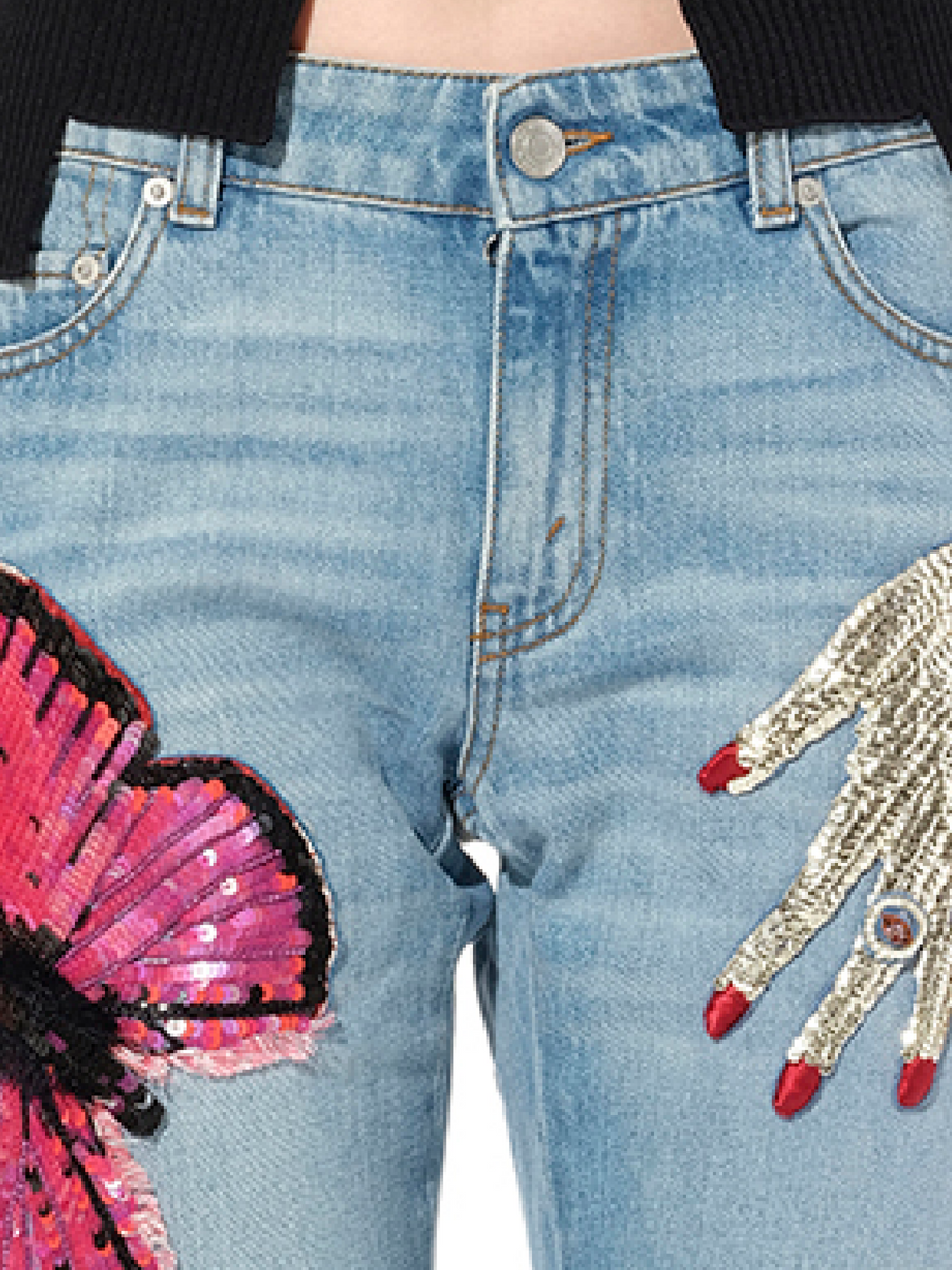 Denim Pants with Print