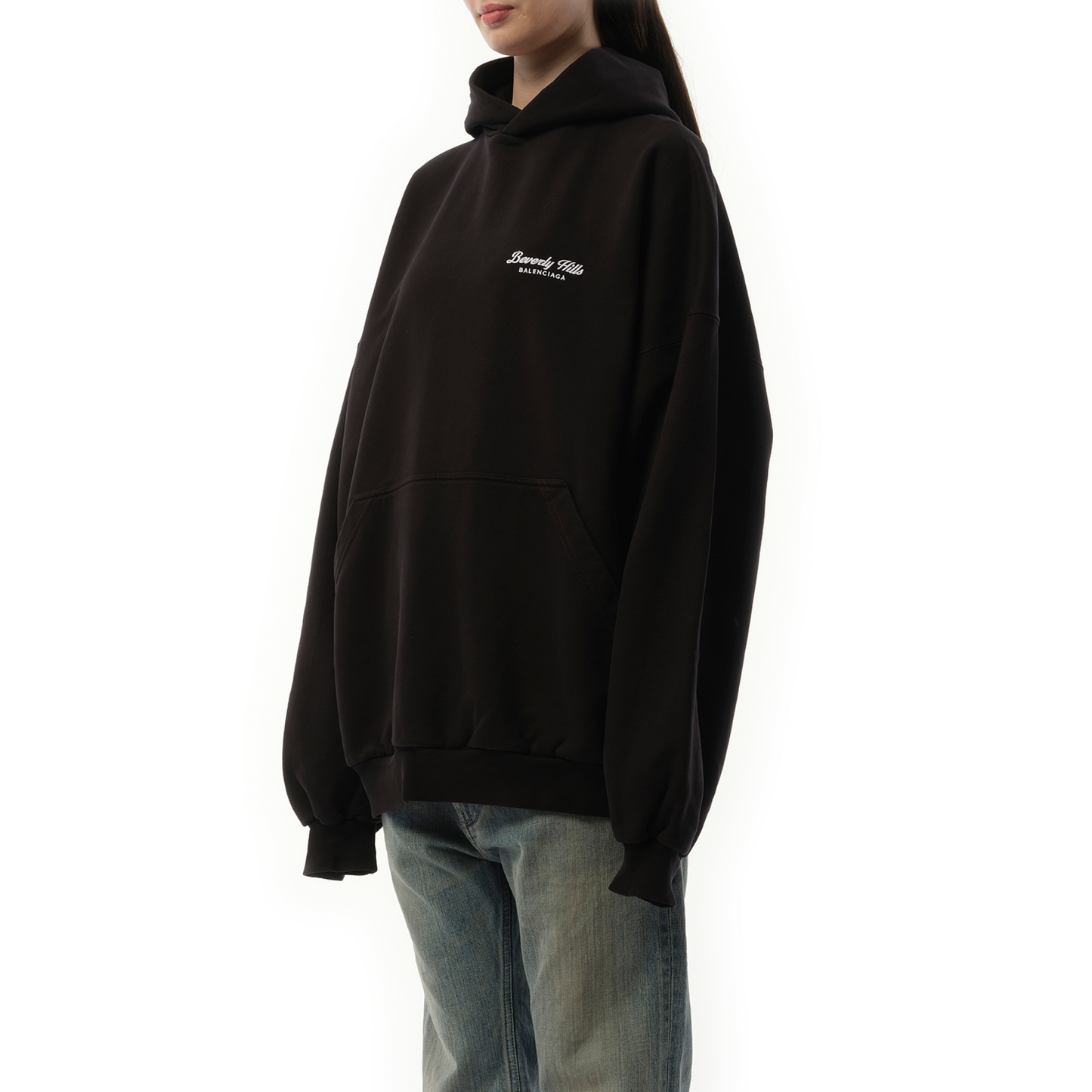 Beverly Hills Large Fit Hoodie in Washed Black