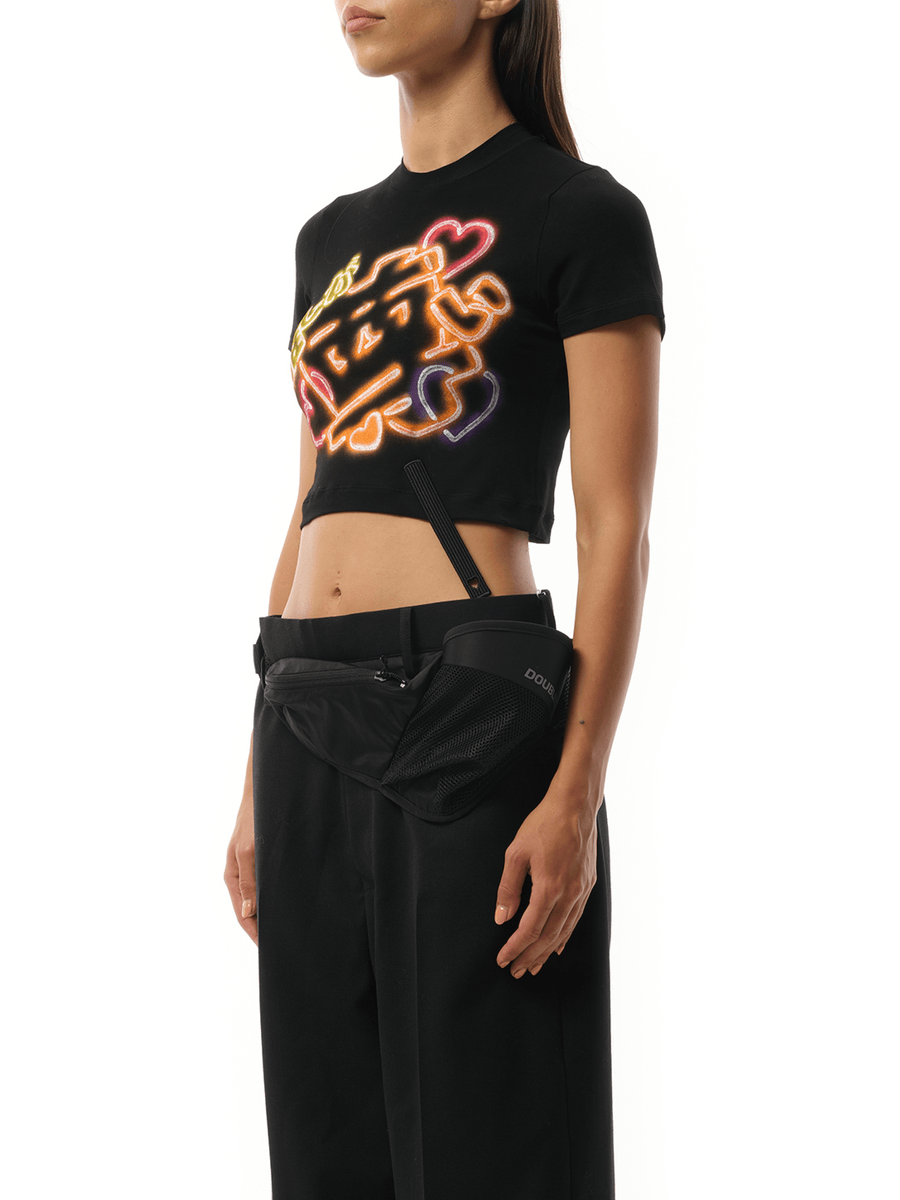 Doublet Japanese Fan-Service Neon Paint T-Shirt in Black