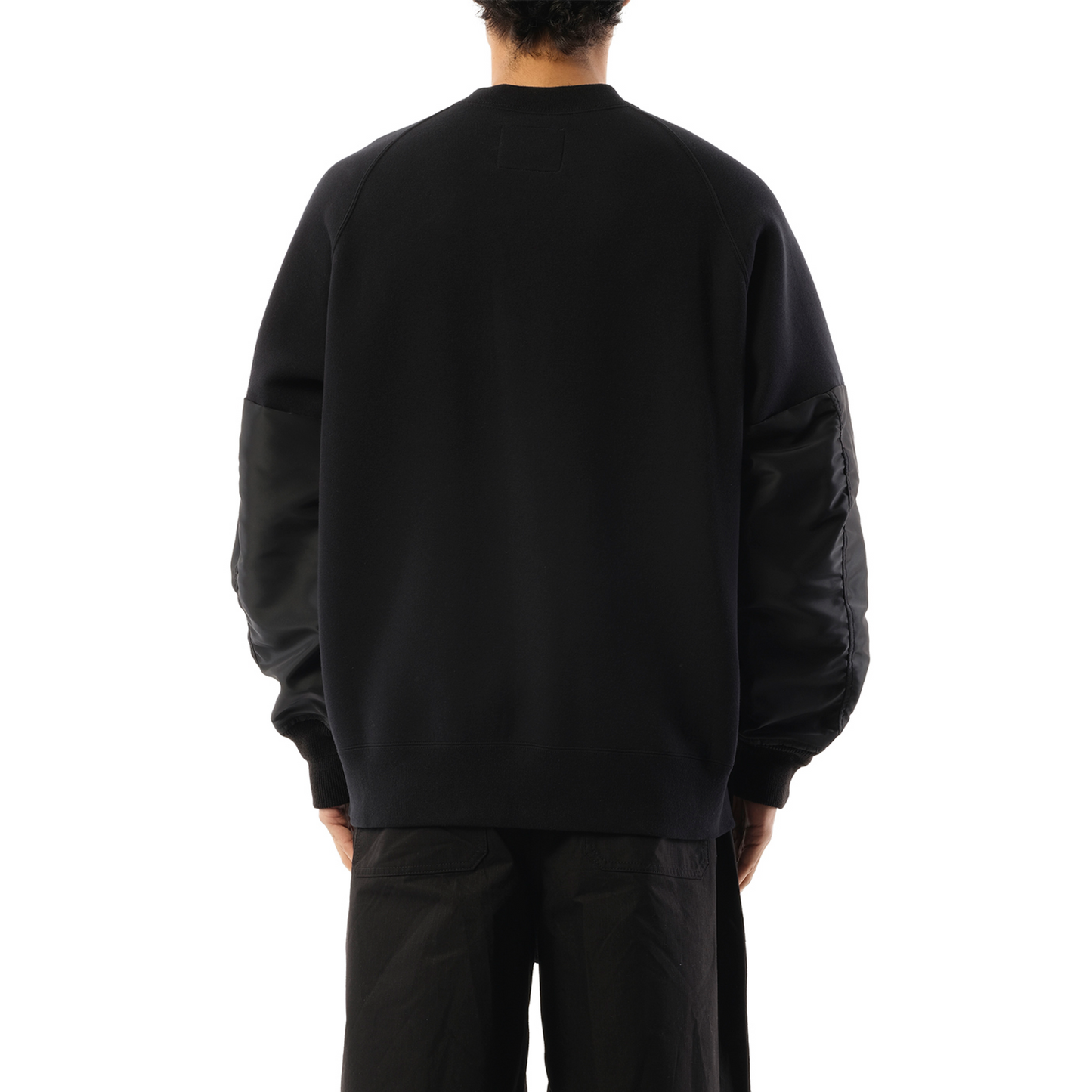 Nylon Twill x Sponge Sweatshirt in Black