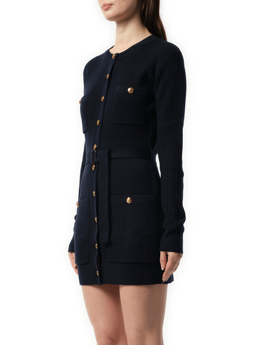 Long Fitted Cardigan in Navy