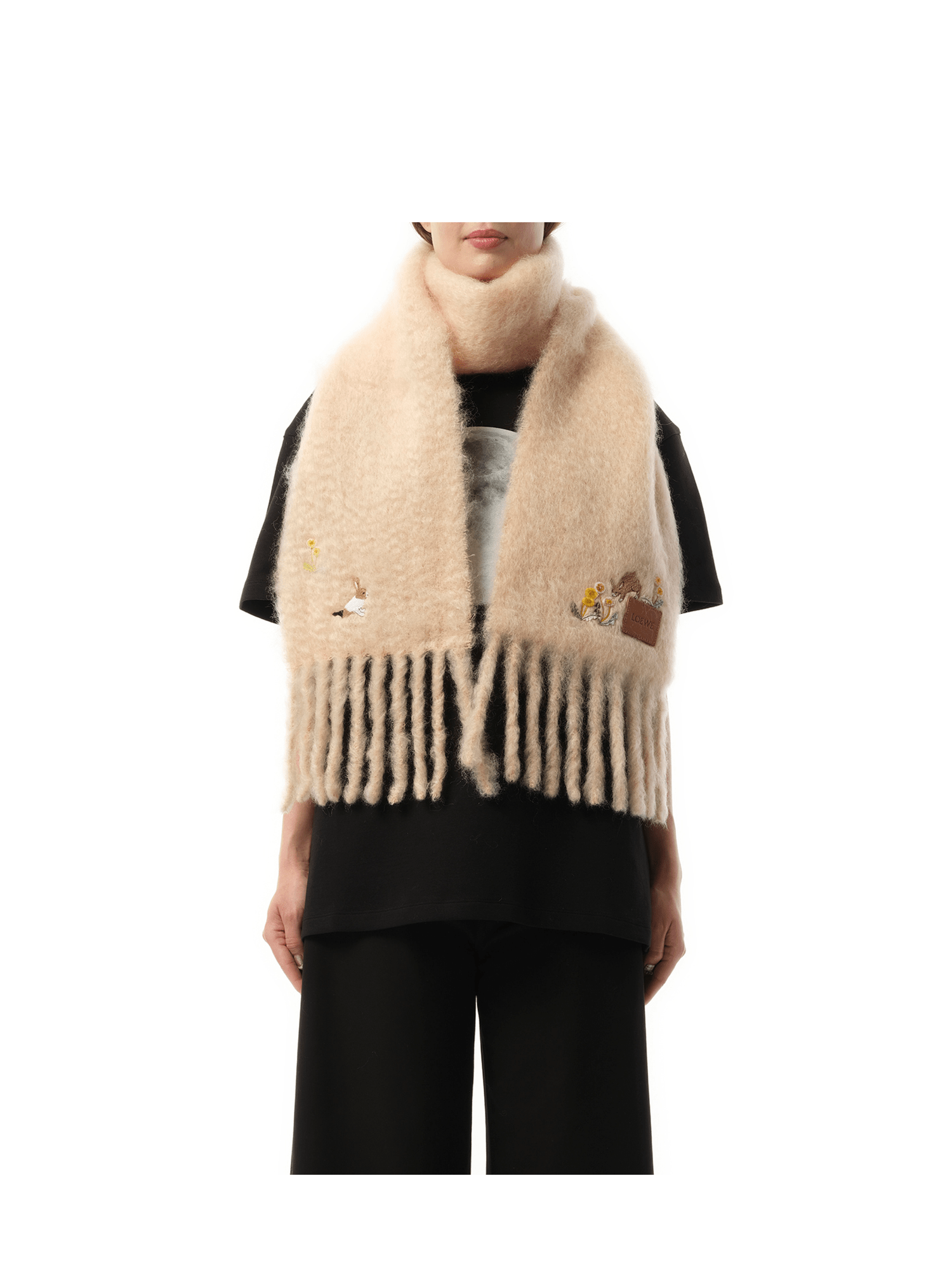 Loewe Bunny Scarf in Light Peach