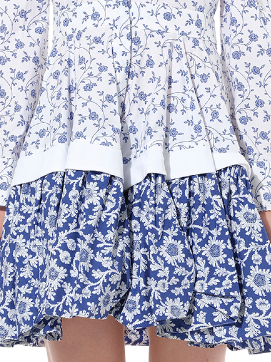 Victorian Floral Mini Dress in White