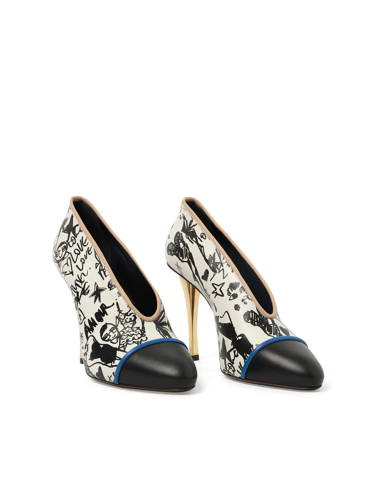 Print V Neck Pump in Multicolor Front View | LANVIN