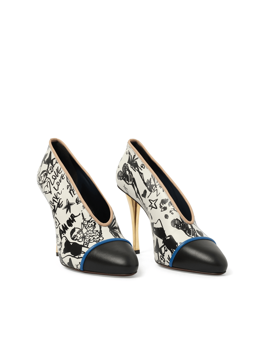 Print V Neck Pump in Multicolor Front View | LANVIN