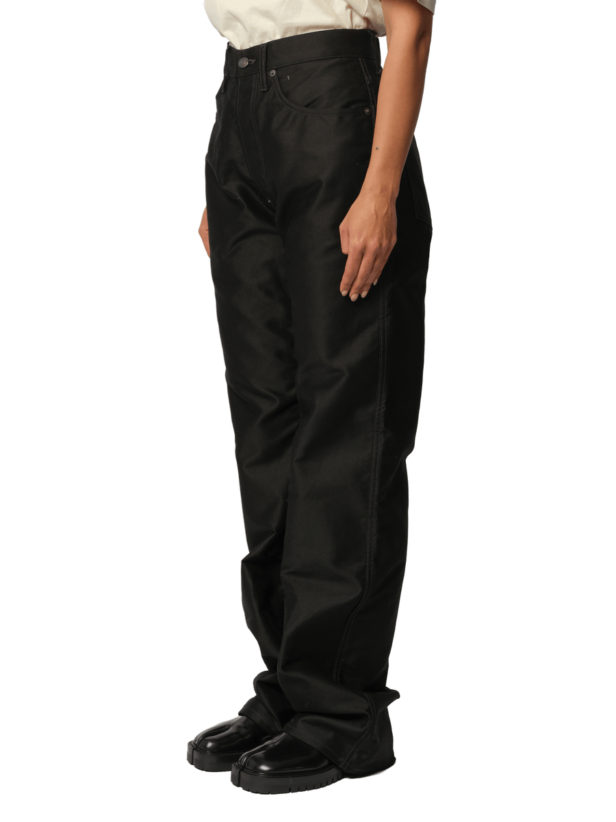Cotton Satin 5 Pocket Pants in Black