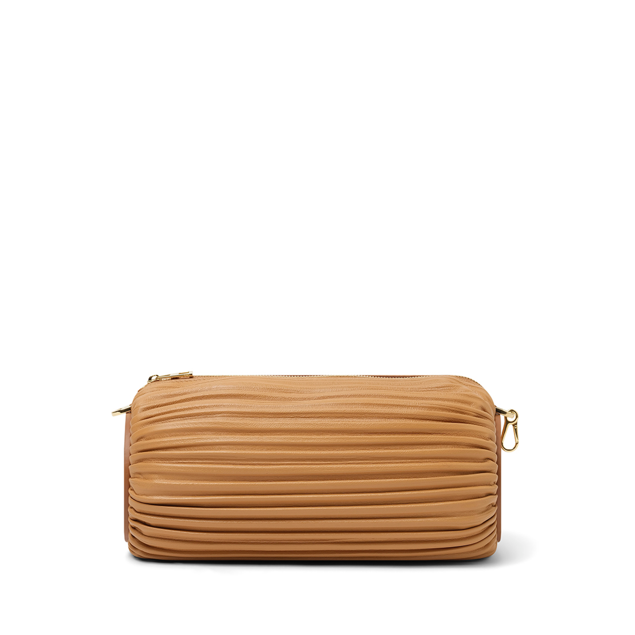 Bracelet Pouch in Pleated Nappa in Warm Desert