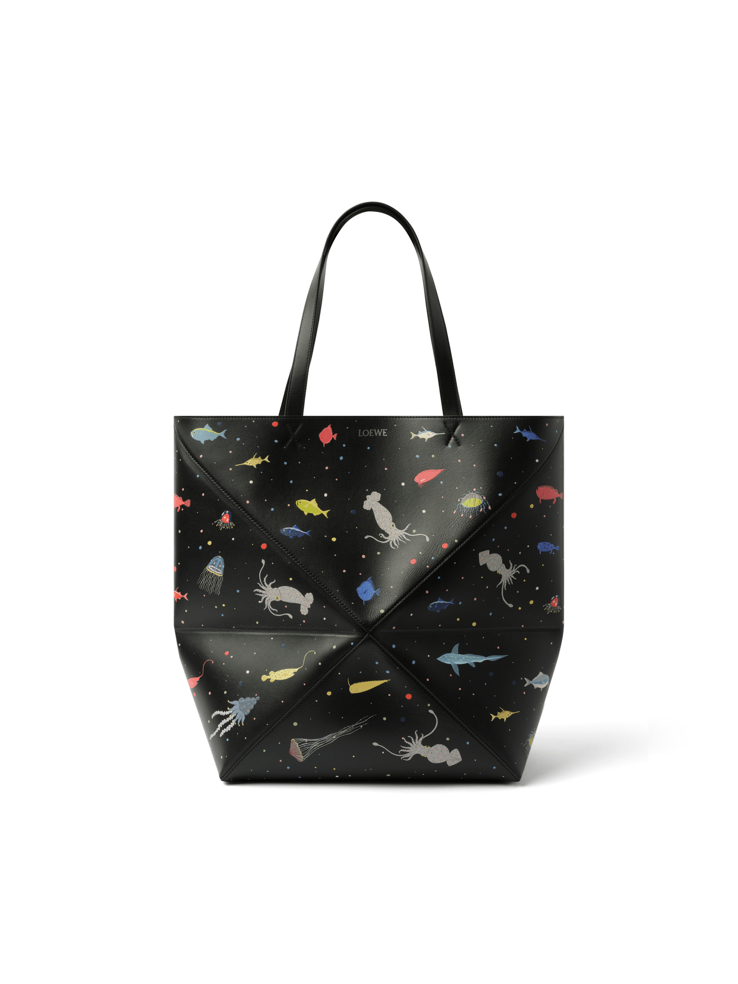 Loewe Suna Fujita Deep Sea Puzzle Fold Tote XL in Black