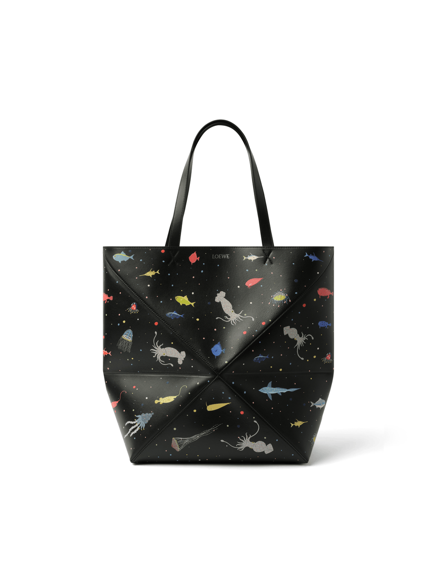 Loewe Suna Fujita Deep Sea Puzzle Fold Tote XL in Black