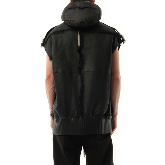 Lido Sleeveless Puffer Hoodie in Black