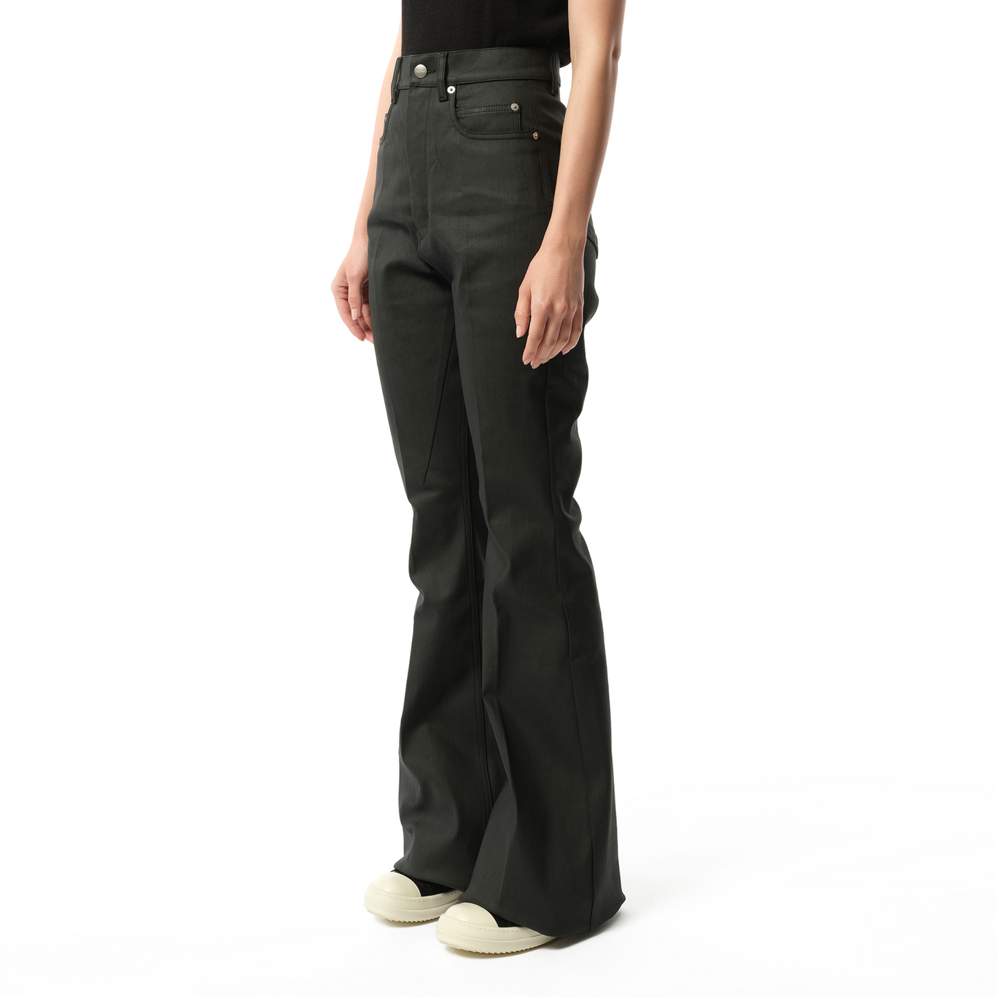 Stretch Denim Bolan Bootcut Jeans in Black