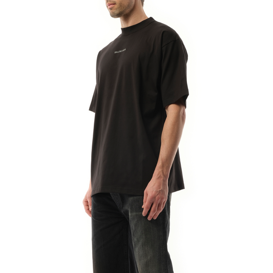 Reflective Logo Medium Fit T-Shirt in Faded Black