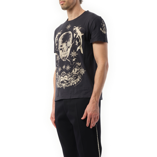 Tattoo Skull T-Shirt in Navy