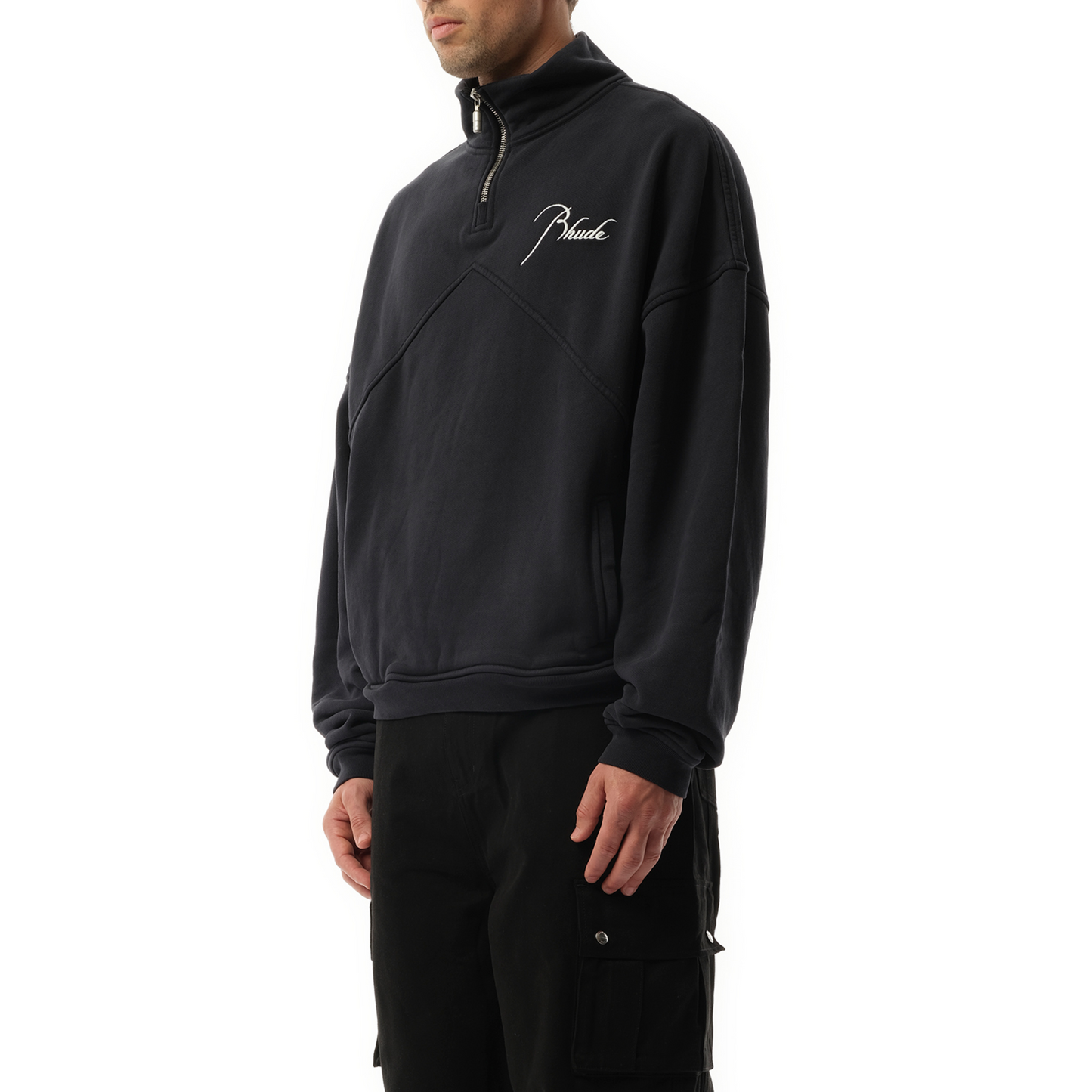 Rhude Quarter Zip Sweatshirt in Vintage Black