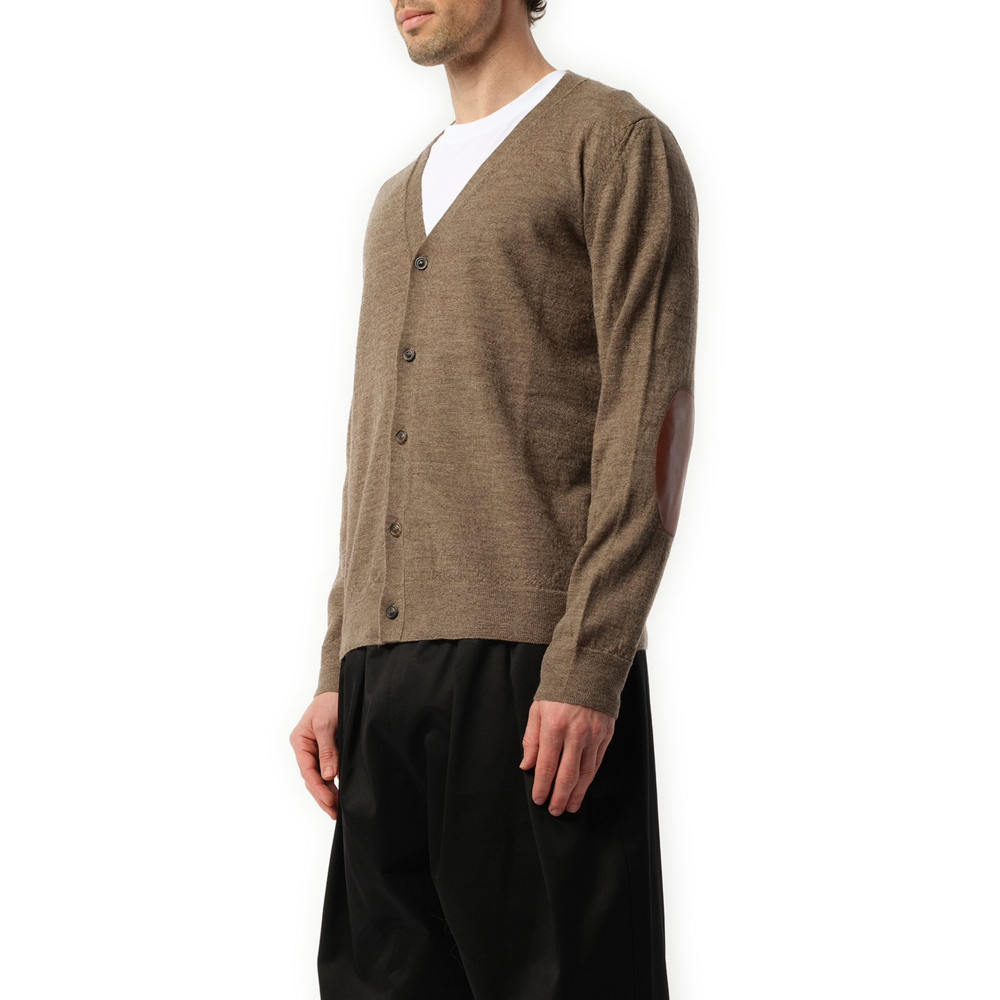 Elbow Patch Knit Cardigan in Walnut