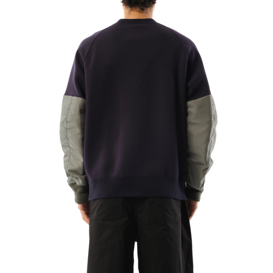 Nylon Twill x Sponge Sweatshirt in Navy/Khaki