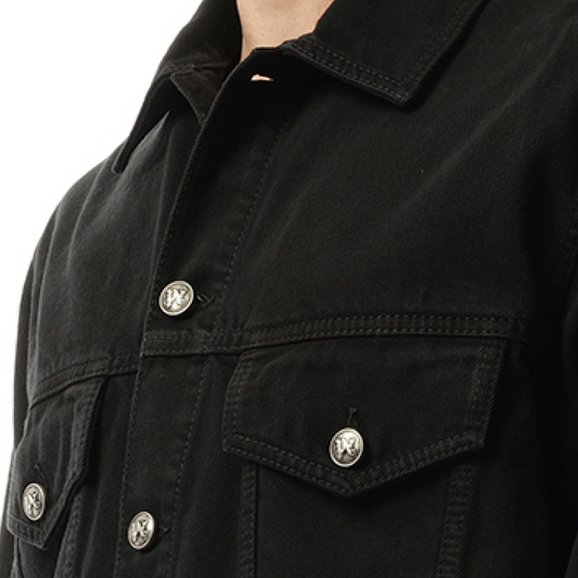 Monogram Series Denim Jacket in Black/Black