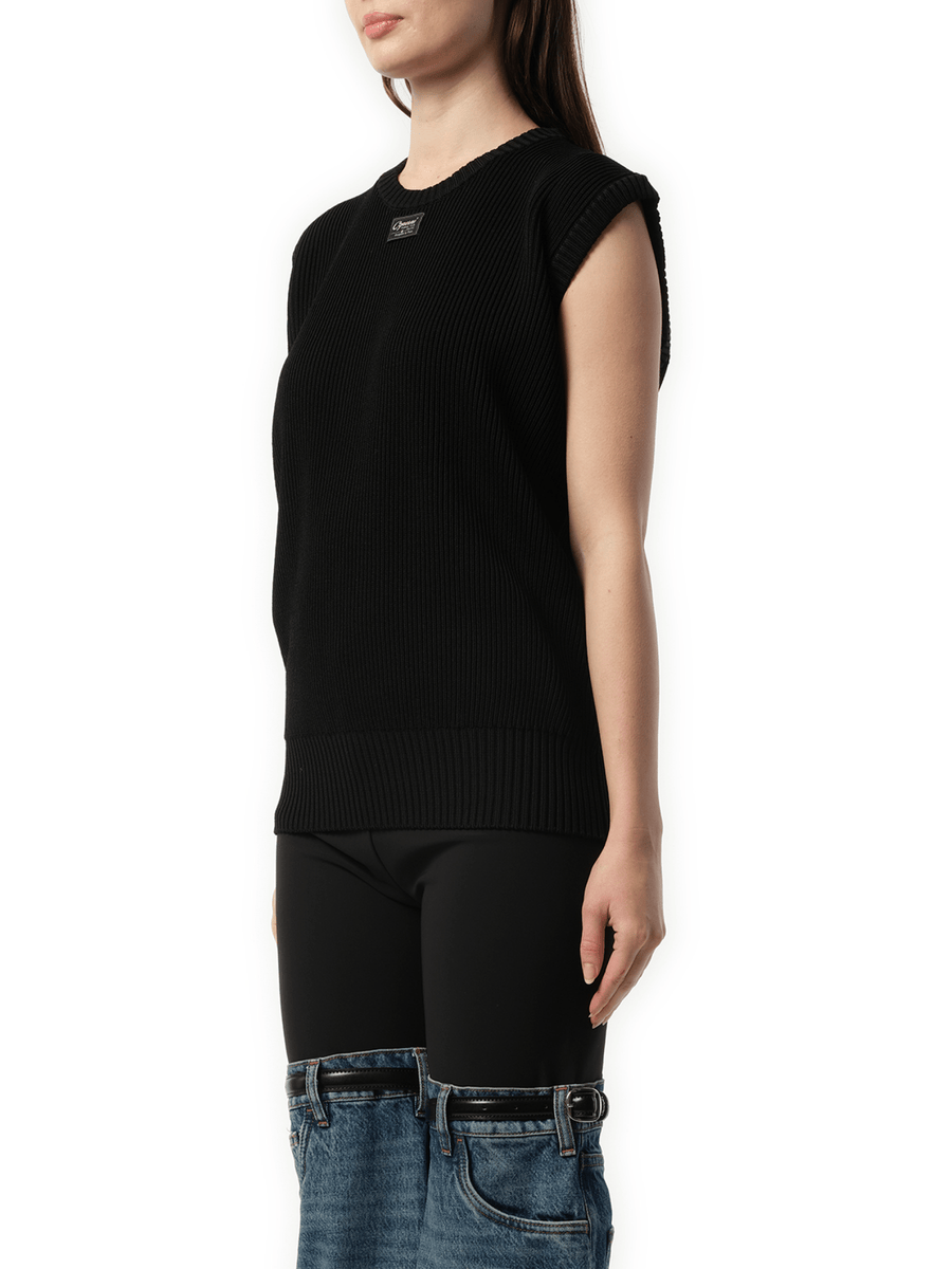 Knitted Sleeveless Top in Black