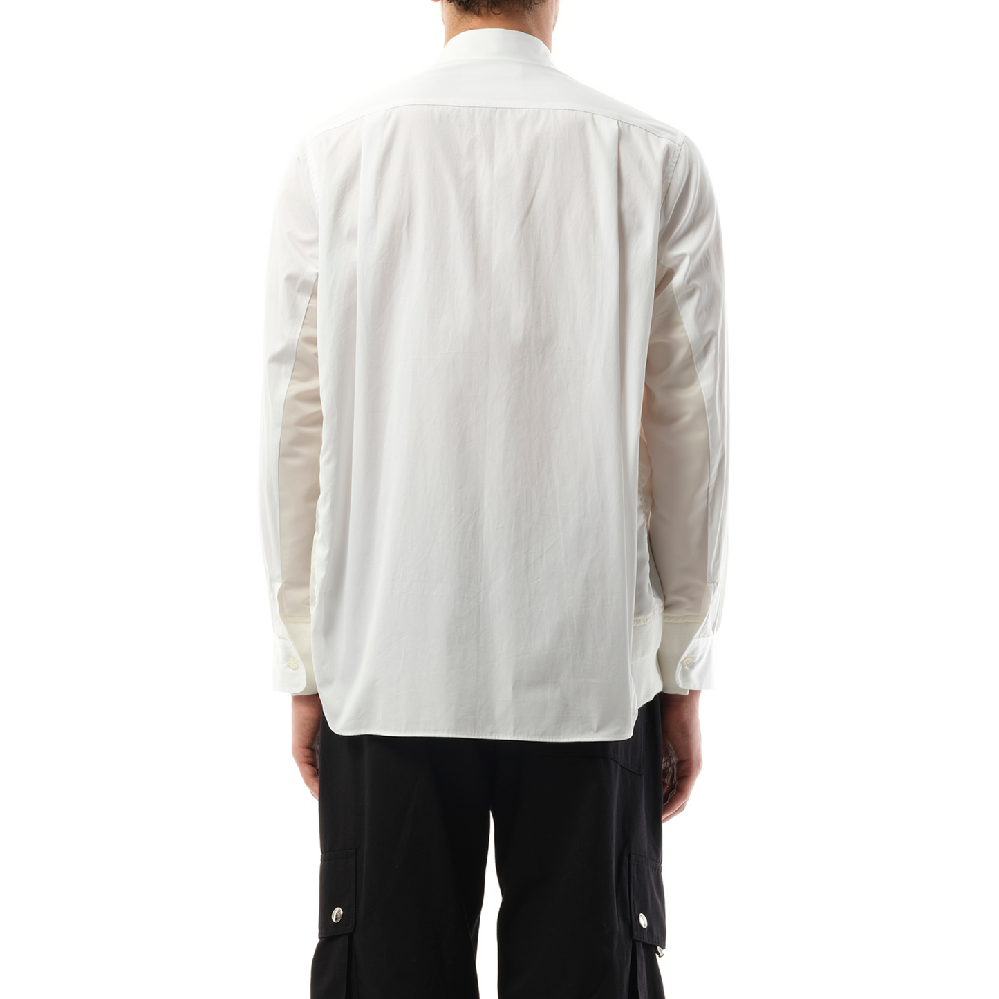 Cotton Poplin Nylon Shirt in Off White