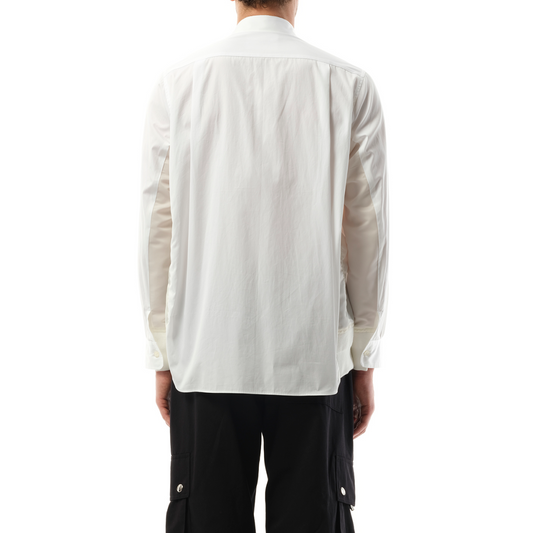 Cotton Poplin Nylon Shirt in Off White