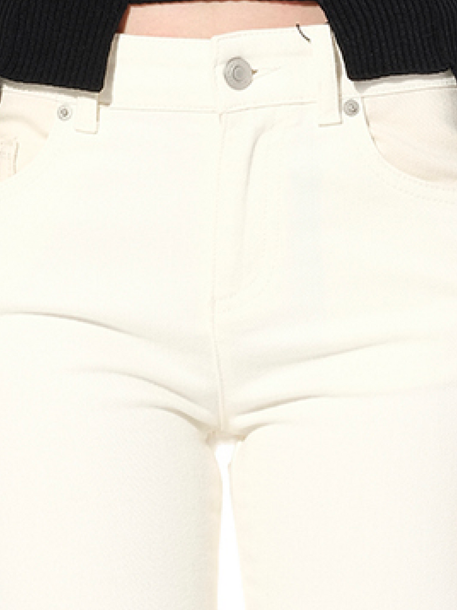 Patch Denim Pants in Ecru