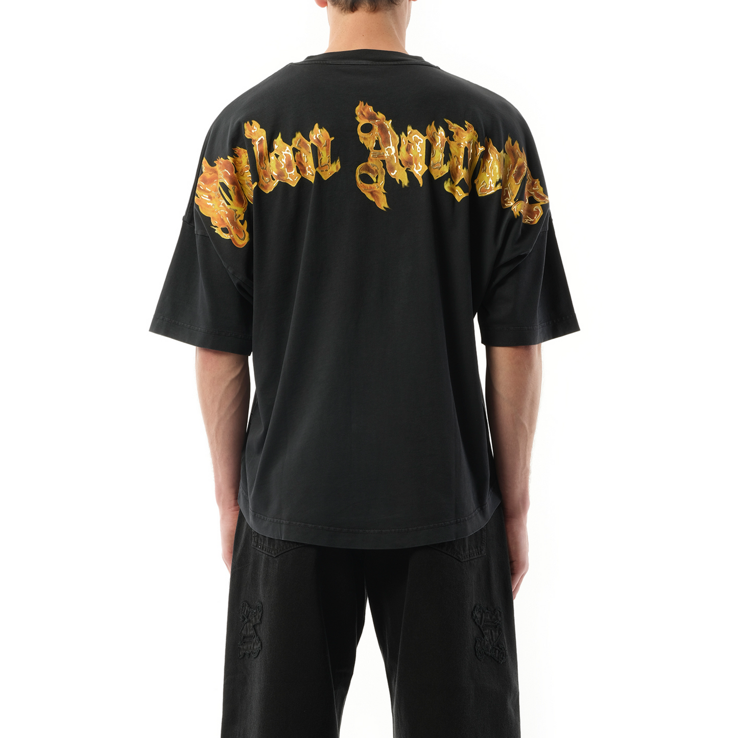 Burning Palm Over T-Shirt in Black/Gold