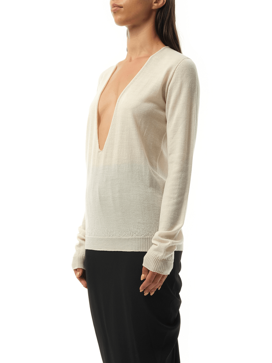 Rick Owens Extreme V Neck Pullover in Dinge