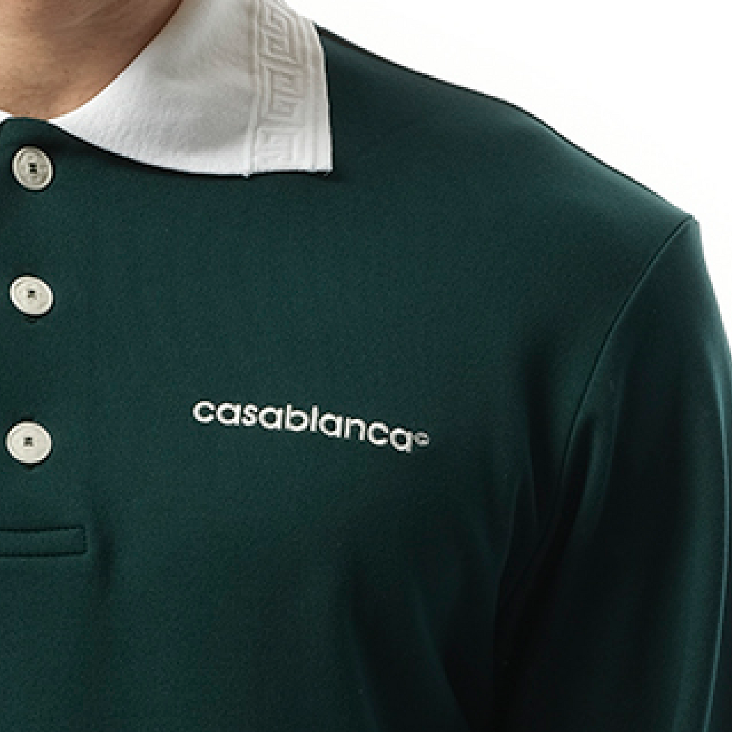 Long Sleeve Viscose Polo in Green