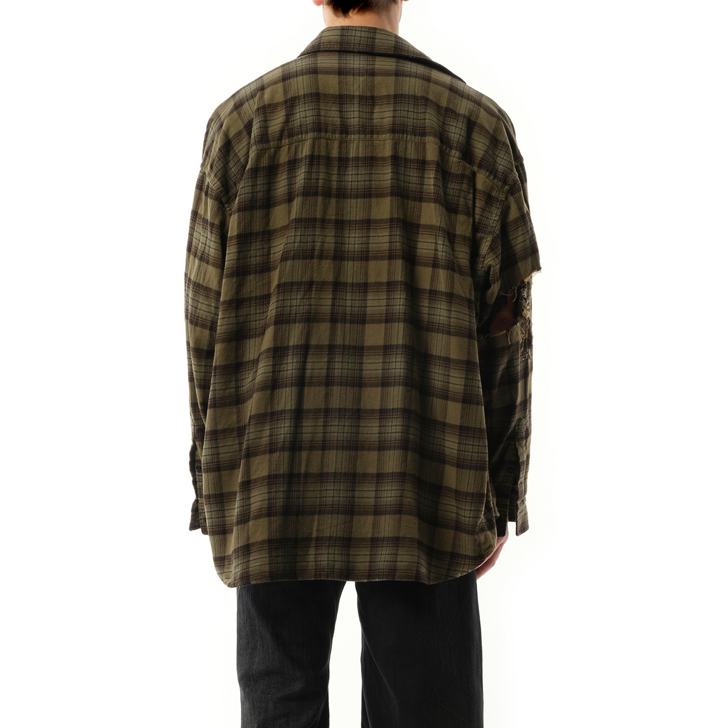 Overprint Check Flannel Layered Shirt in Light Khaki