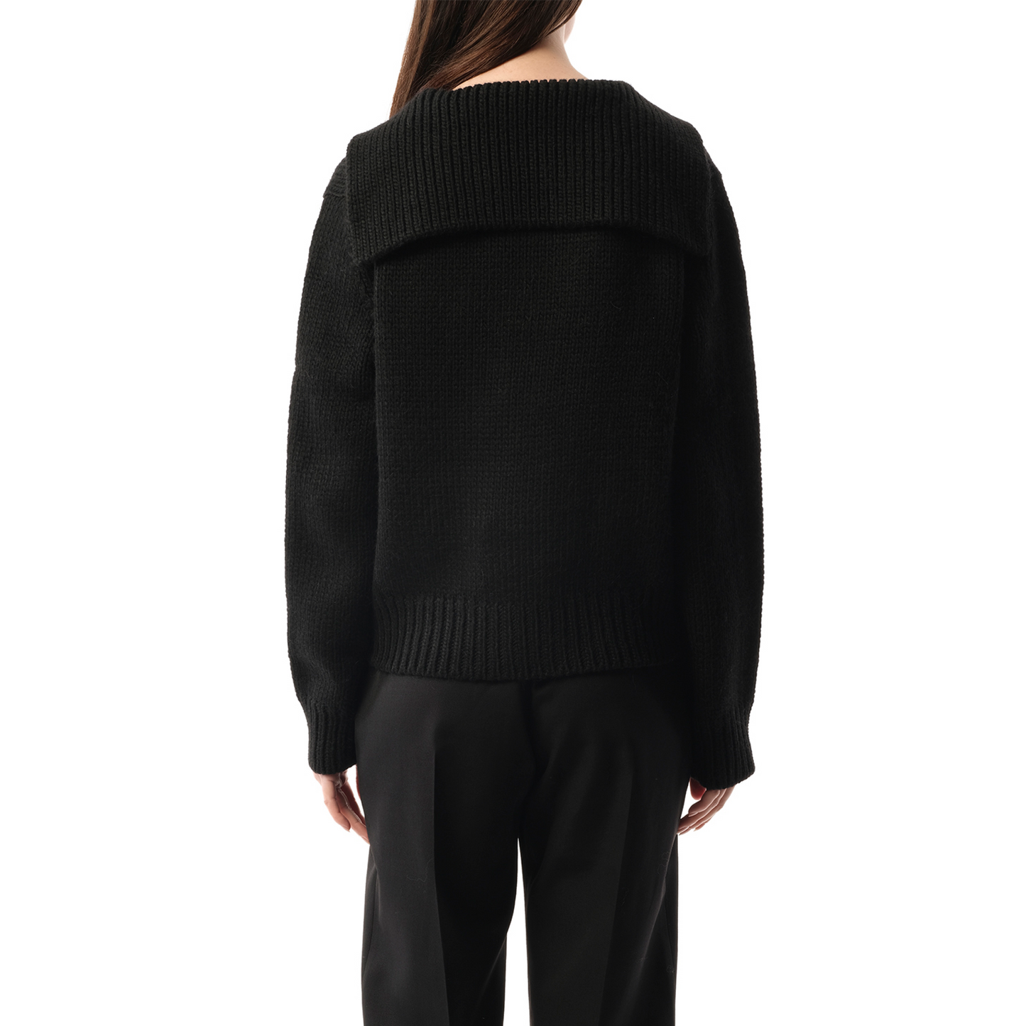 Sailor-Neck Cardigan in Black