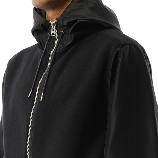 Balloon Nylon Twill x Sponge Sweat Hoodie in Black