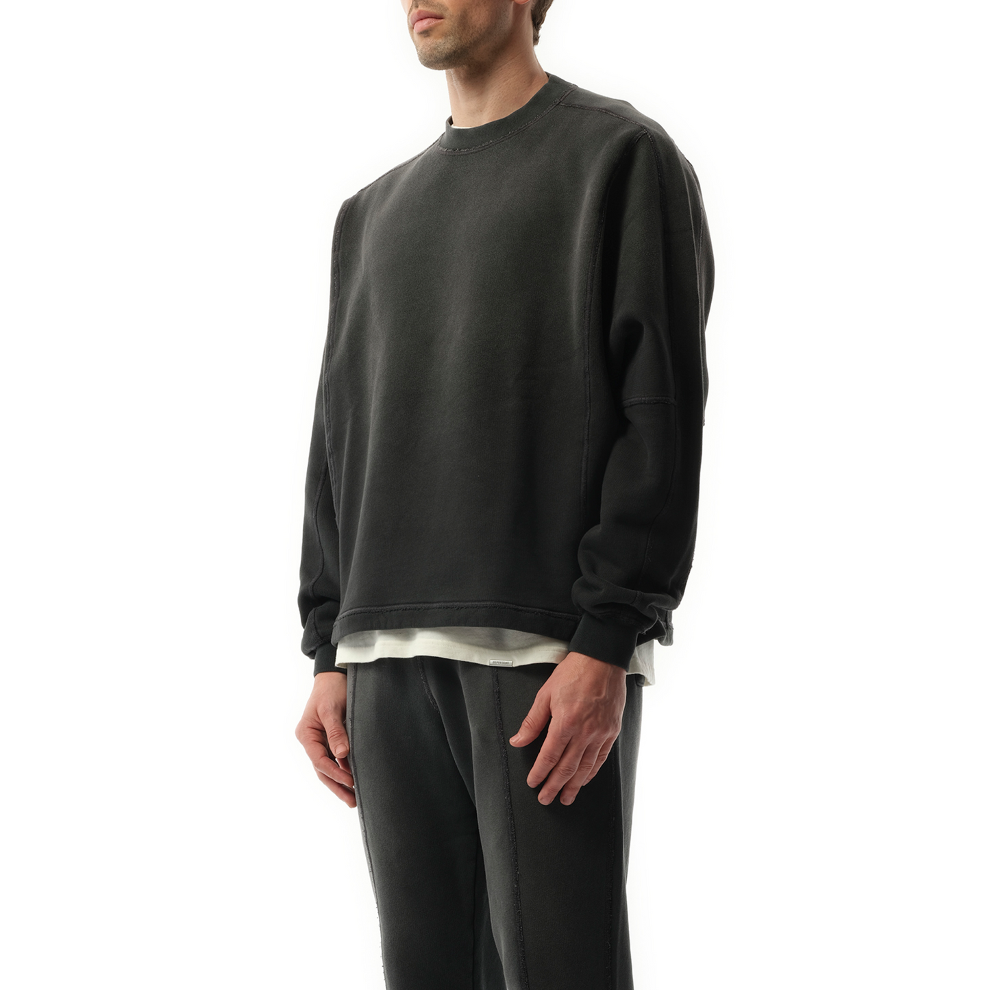 Step Hem Sweatshirt in Stained Black