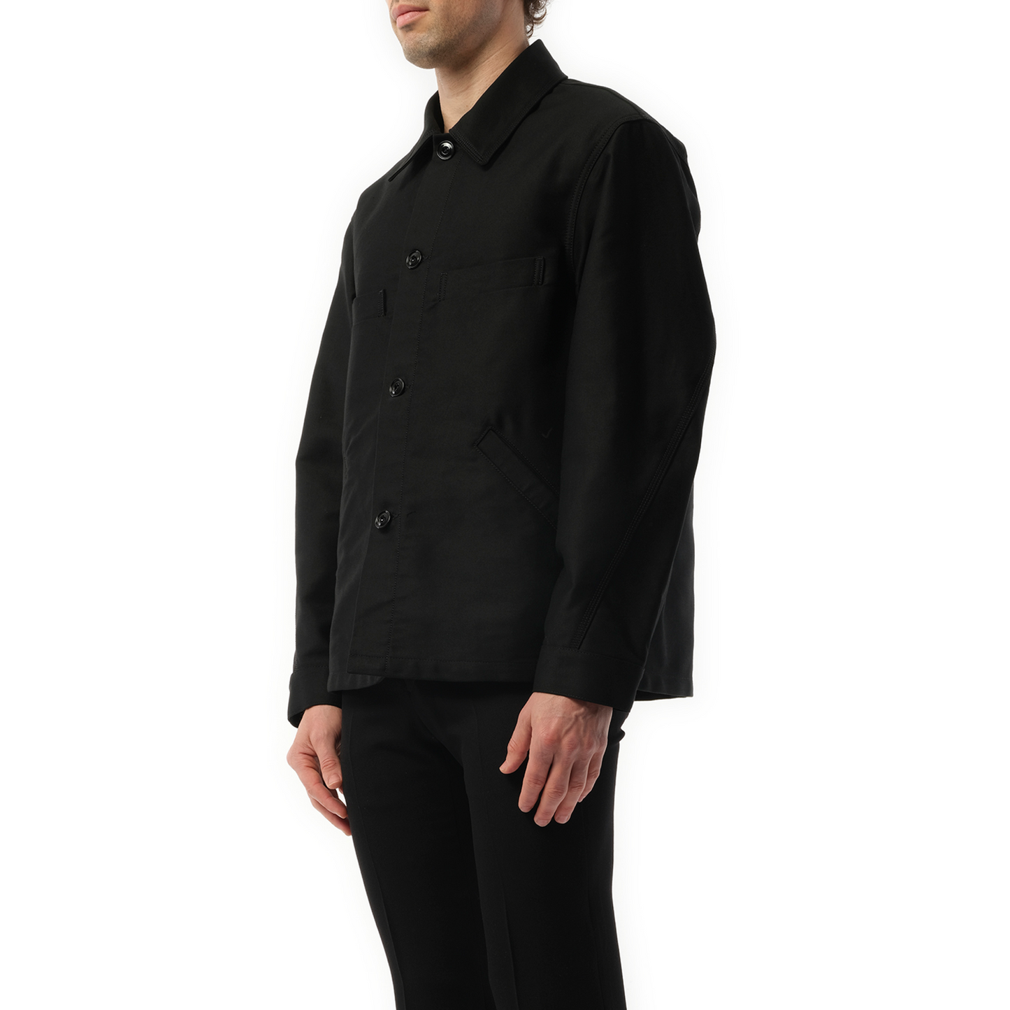 Twisted Sleeve Workwear Jacket in Black