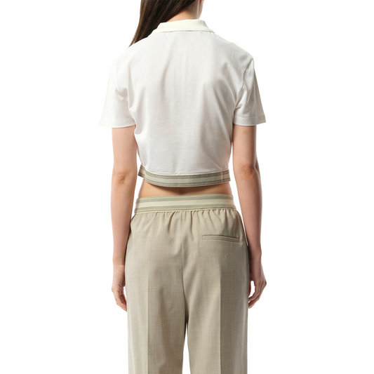 Cropped Polo in White