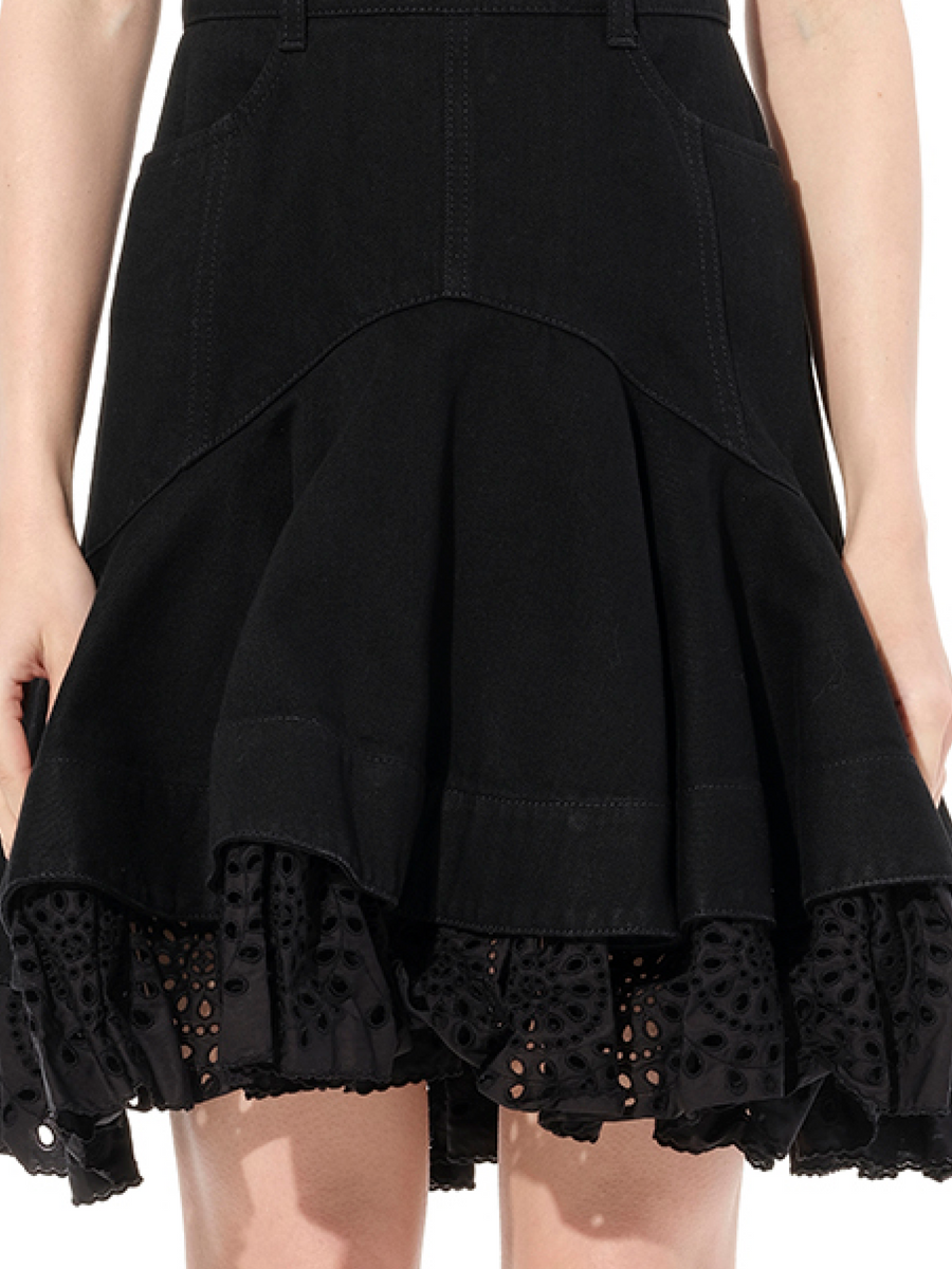 Mini Denim Dress in Black