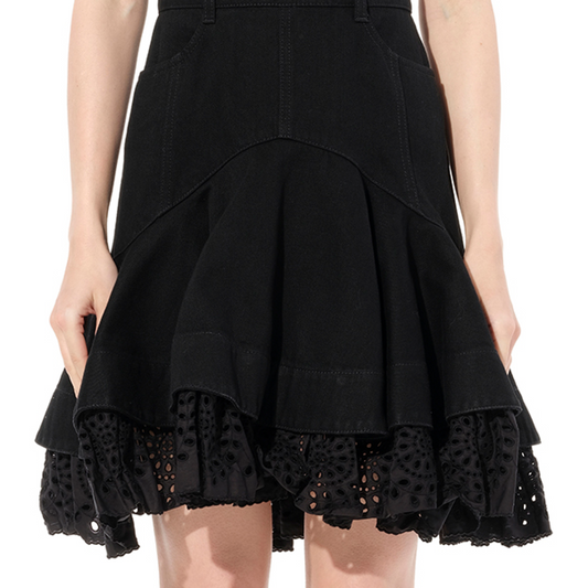 Brod Mini Denim Dress in Black