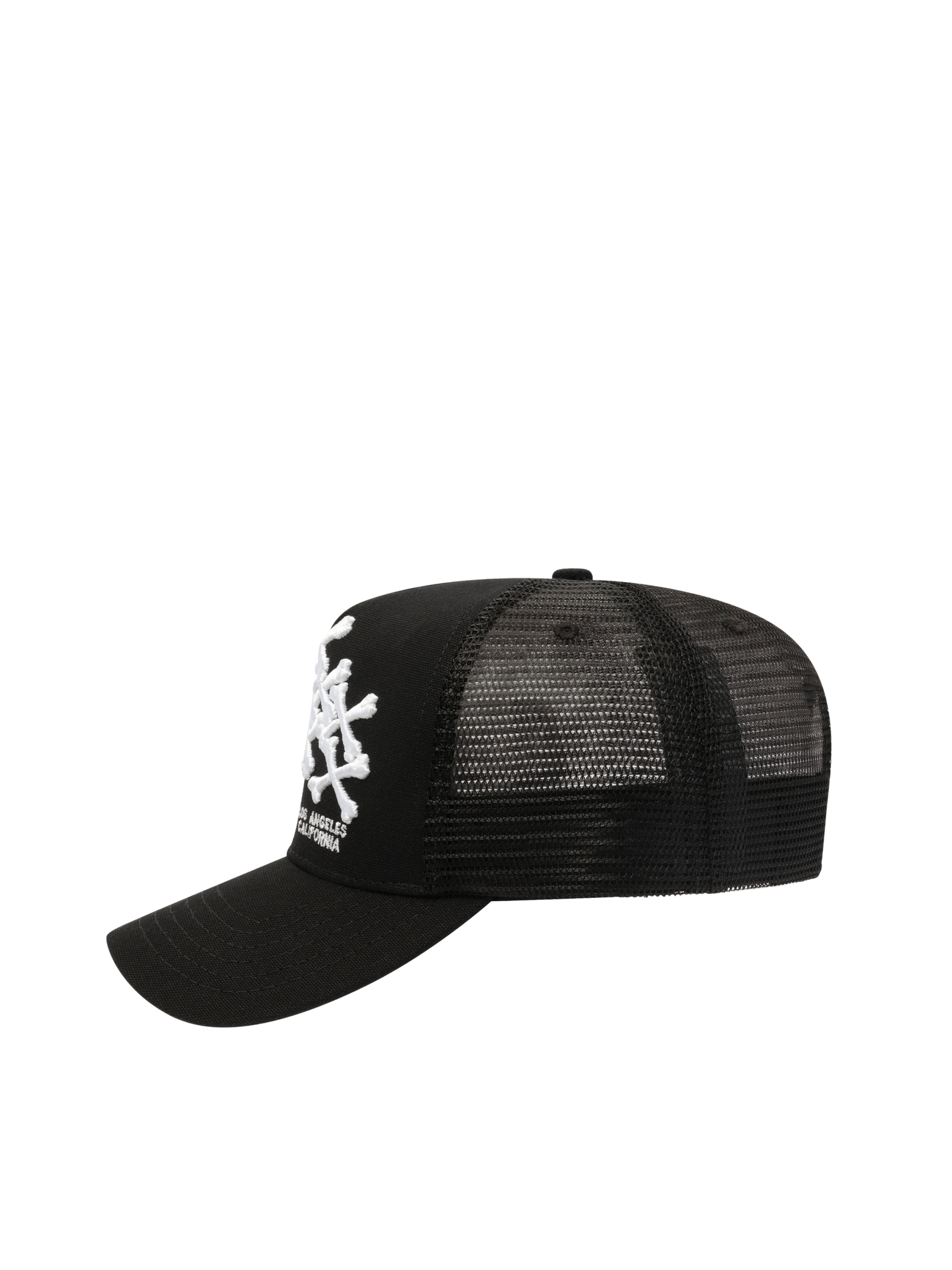 Amiri Bones Stacked Trucker Hat in Black
