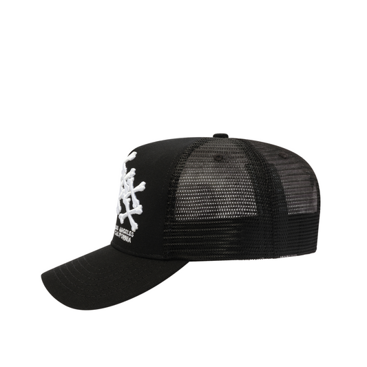 Bones Stacked Trucker Hat in Black