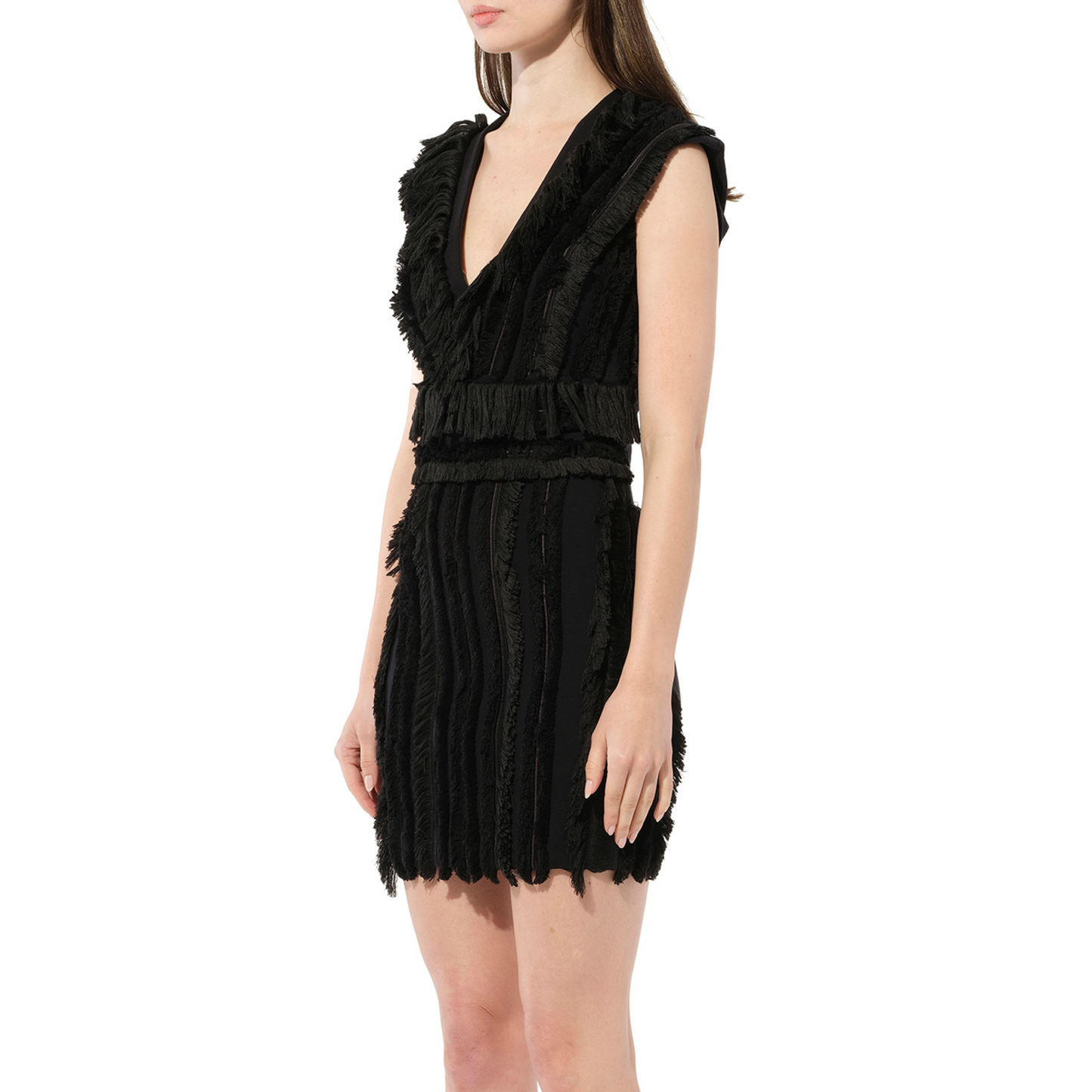 Fringe Mini Dress in Black