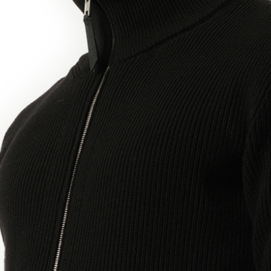 English Rib Zip Cardigan in Black