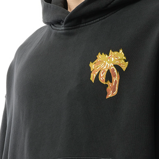 Burning Palm Hoodie in Black/Gold