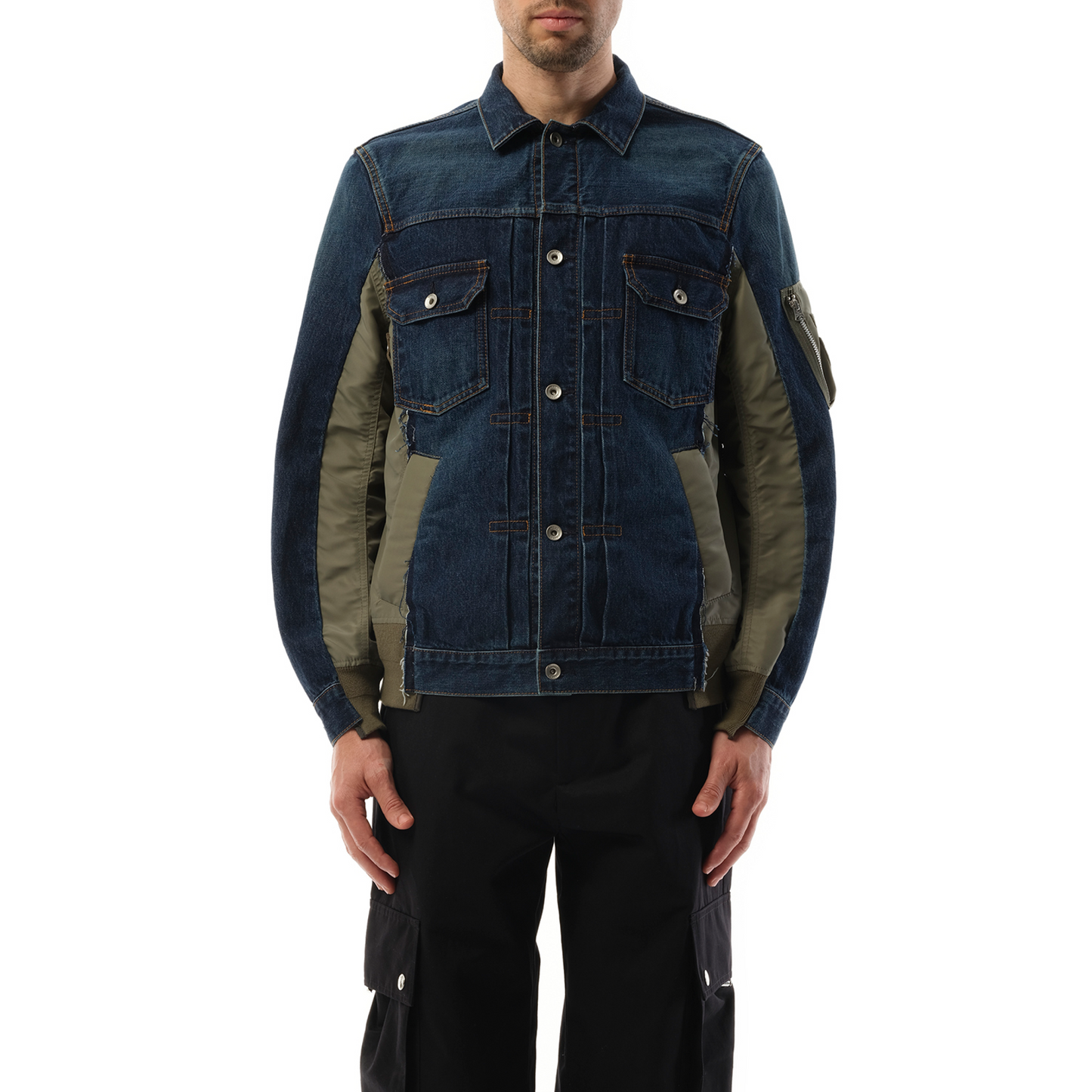 Denim Nylon Twill Jacket in Blue