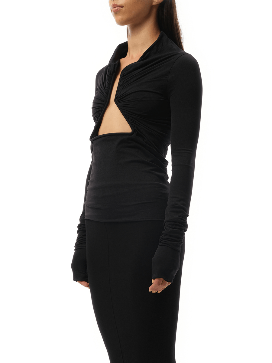 Rick Owens Jersey Long Sleeve Prong in Black