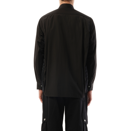 Cotton Poplin Nylon Shirt in Black